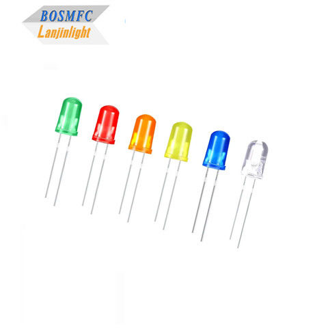 5mm diodo luminoso, bianco rosso verde blu giallo arancione lampada a LED