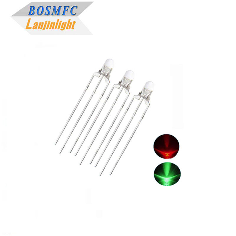 Bi Color 3mm Through Hole LED Multifunzionale 20mA Luce Rossa e Verde