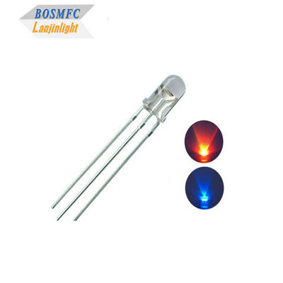 1.8V-2.4V Diodo LED a doppio colore 5 mm attraverso il buco Rosso Blu Colore Alta luminosità